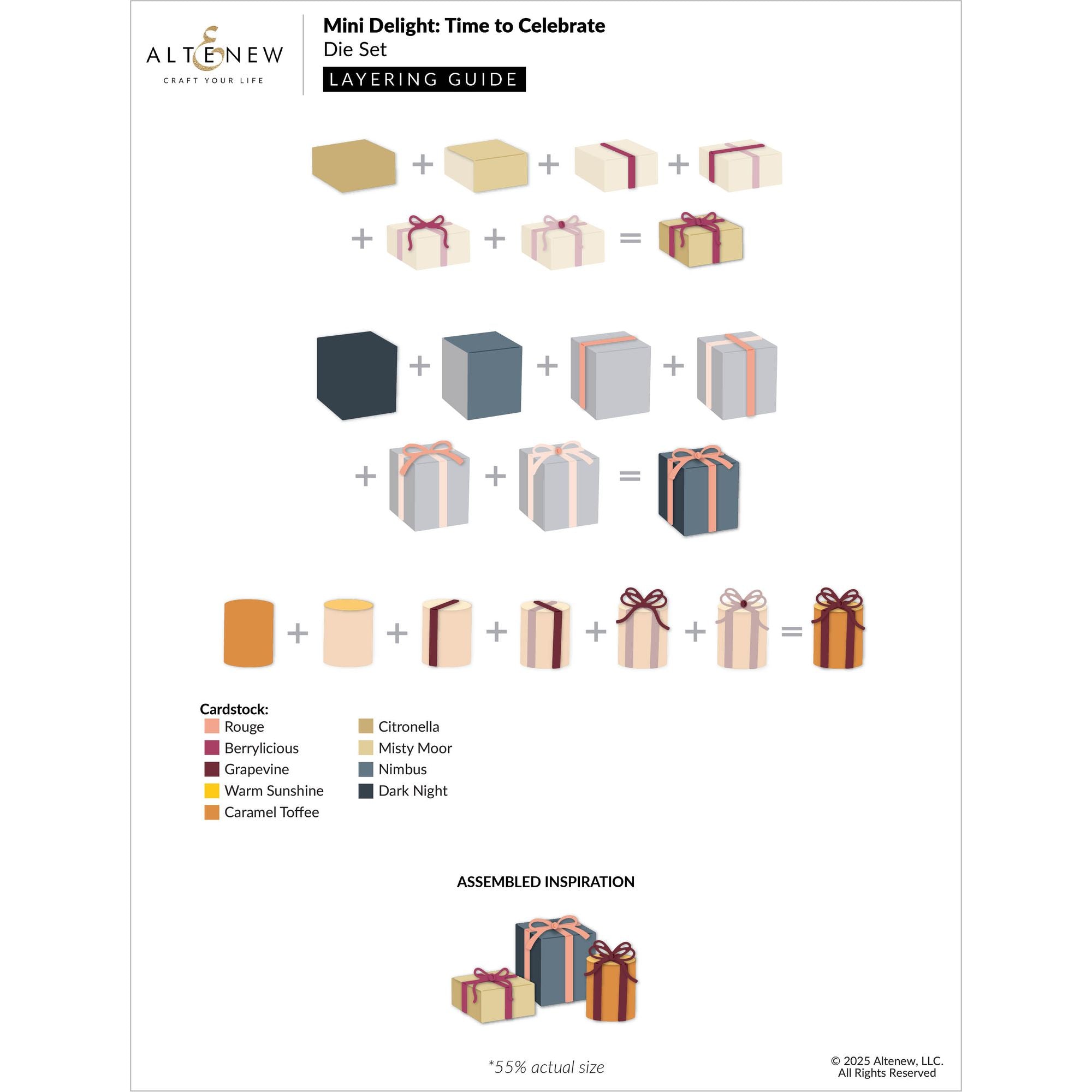 Altenew Mini Delight Time to Celebrate Stamp and Die Set alt10897bn layering guide