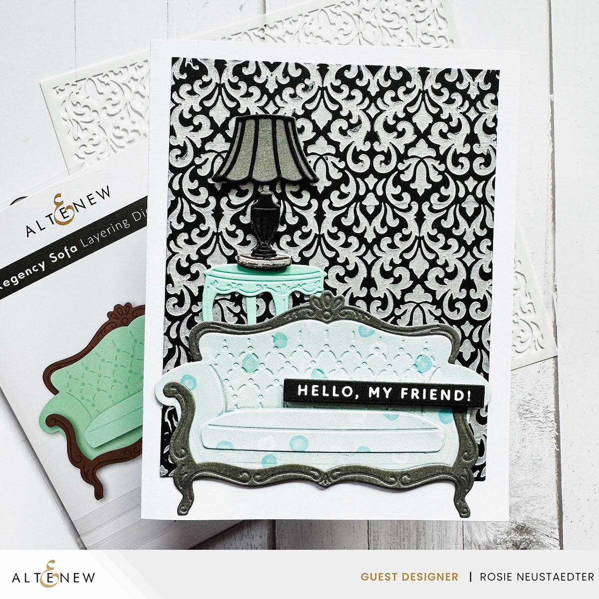 Altenew Mini Delight Timeless Glow Clear Stamp and Die Set alt11330bn hello my friend