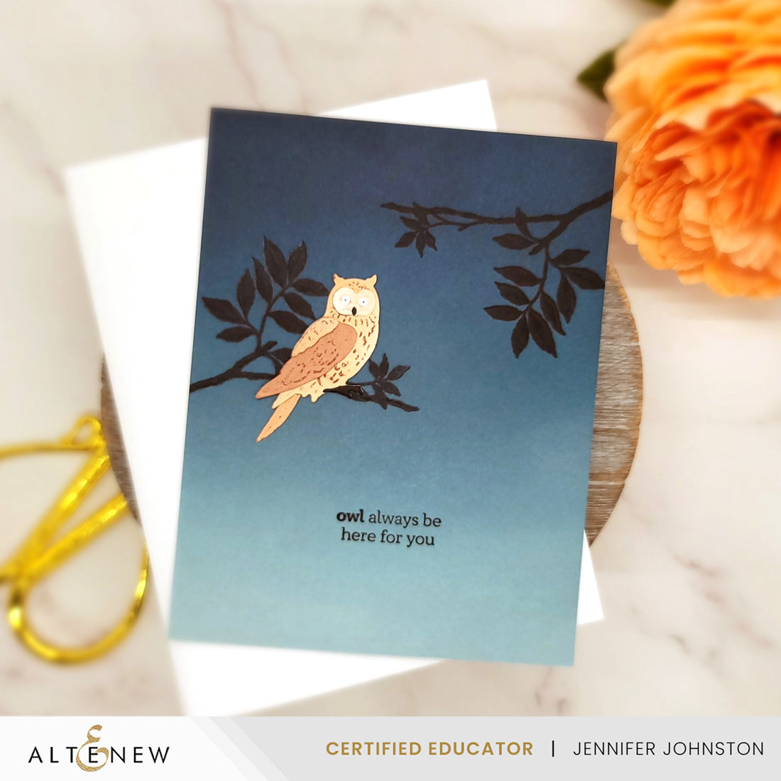 Altenew Mini Delight Woodland Wisdom Clear Stamp and Layering Die Set alt11561bn here for you card