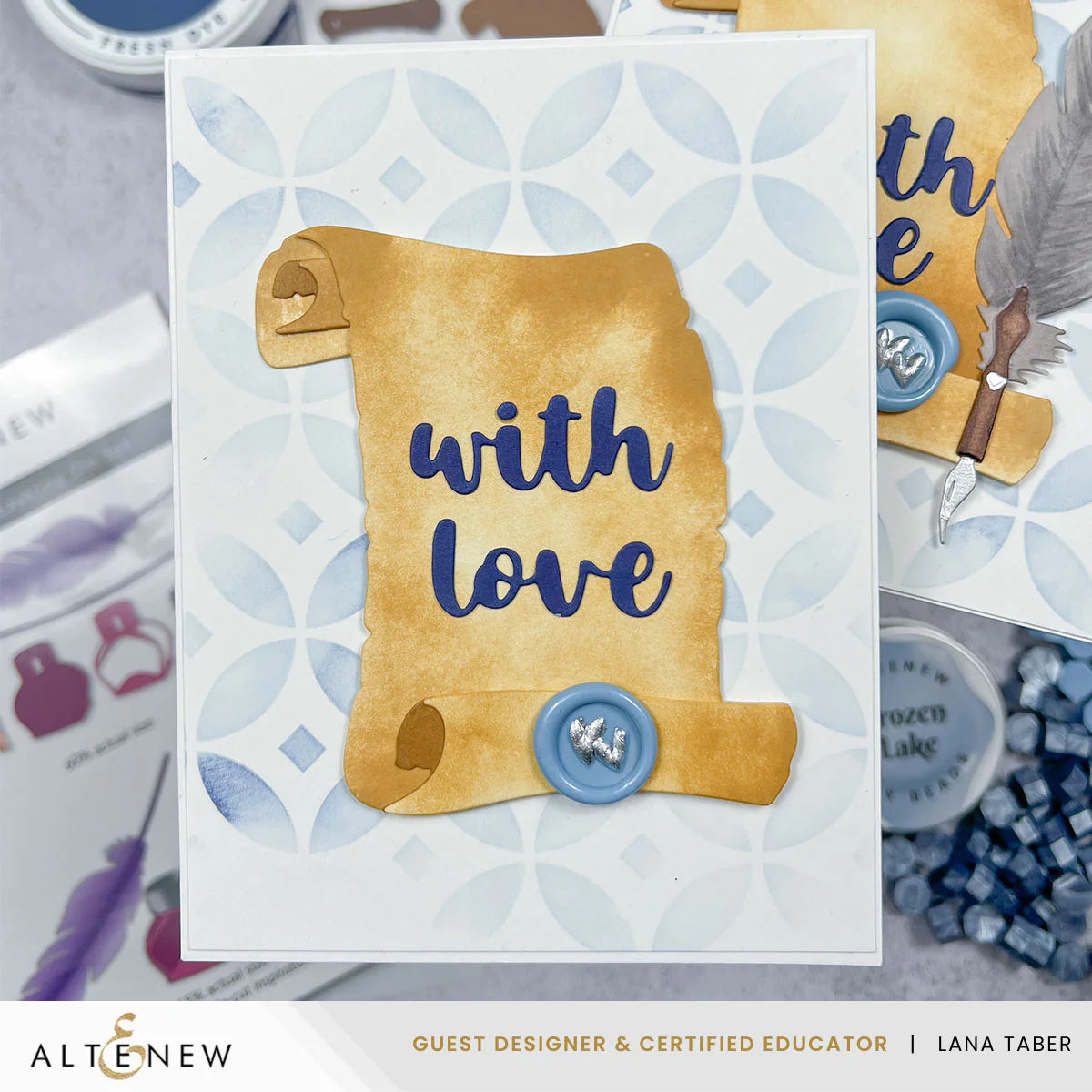 Altenew Mini Double Hearts Wax Seal Stamp and Wax Stamp Handle Set with love
