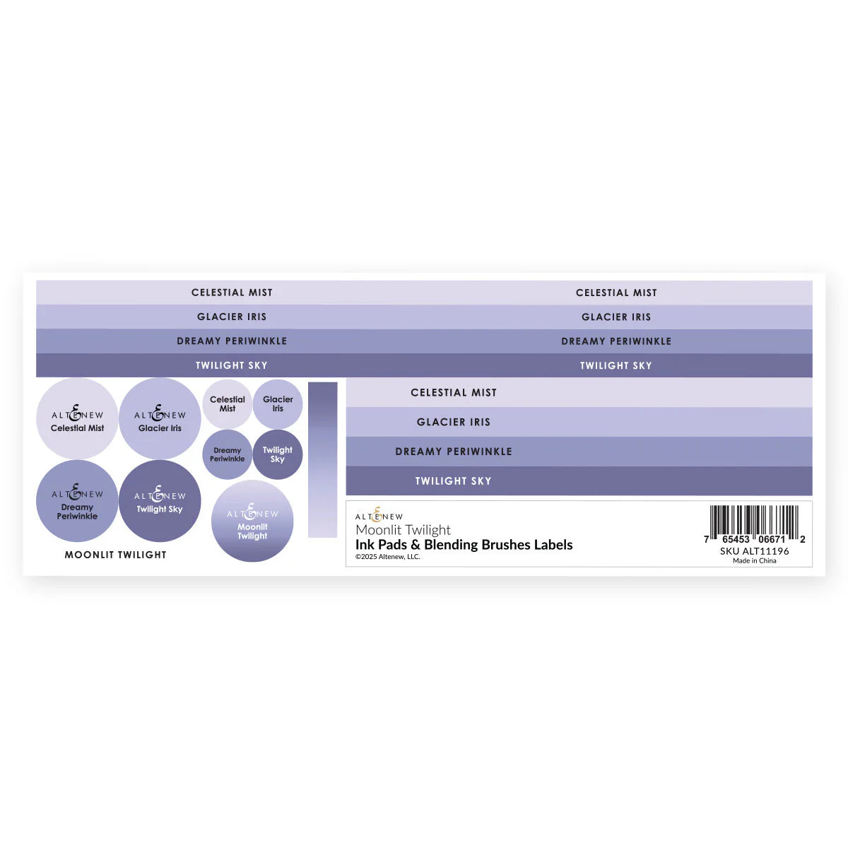 Altenew Moonlit Twilight Ink Pads and Blending Brushes Label Set alt11196