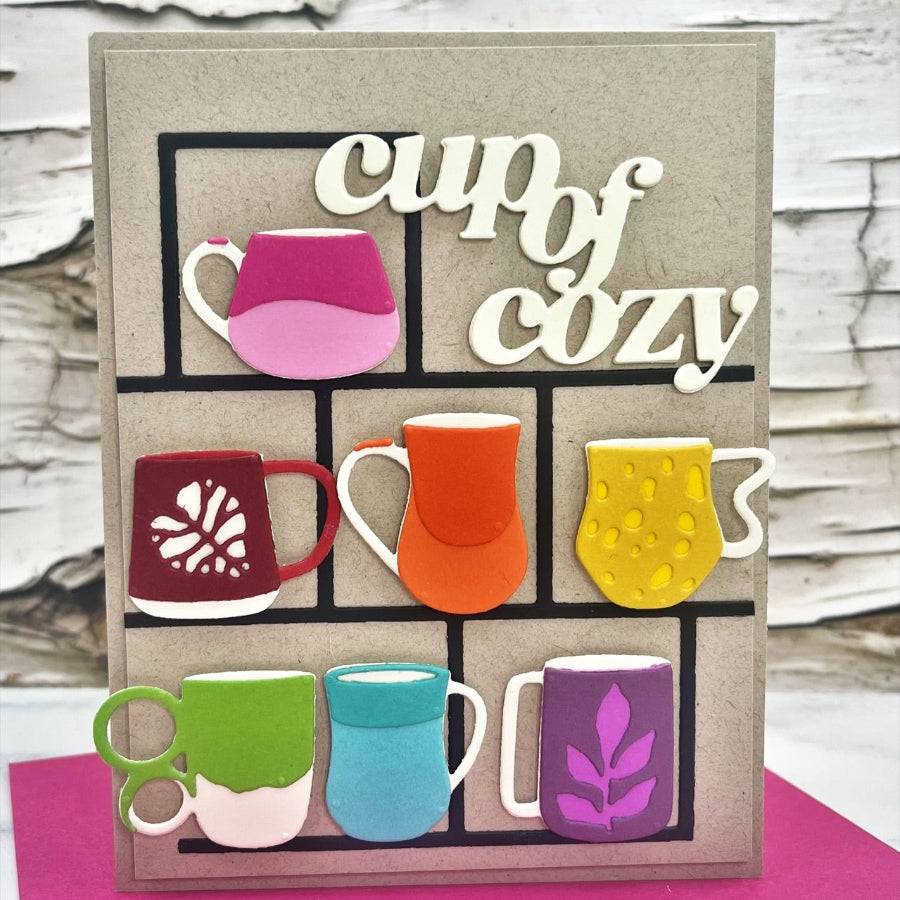 Altenew My Favorite Mugs Layering Dies alt11008 colorful mugs card