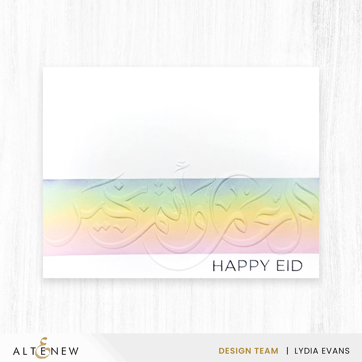 Altenew New Year Arabic Calligraphy 3D Embossing Folder alt11415 pastel colors