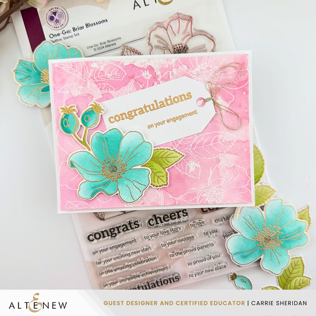 Altenew One-Go Briar Blossoms Simple Coloring Stencils alt10603 congrats on your engagements