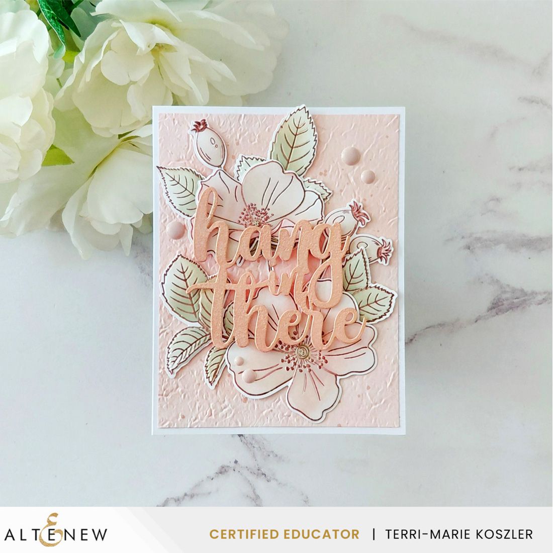 Altenew One-Go Briar Blossoms Simple Coloring Stencils alt10603 hang in there card