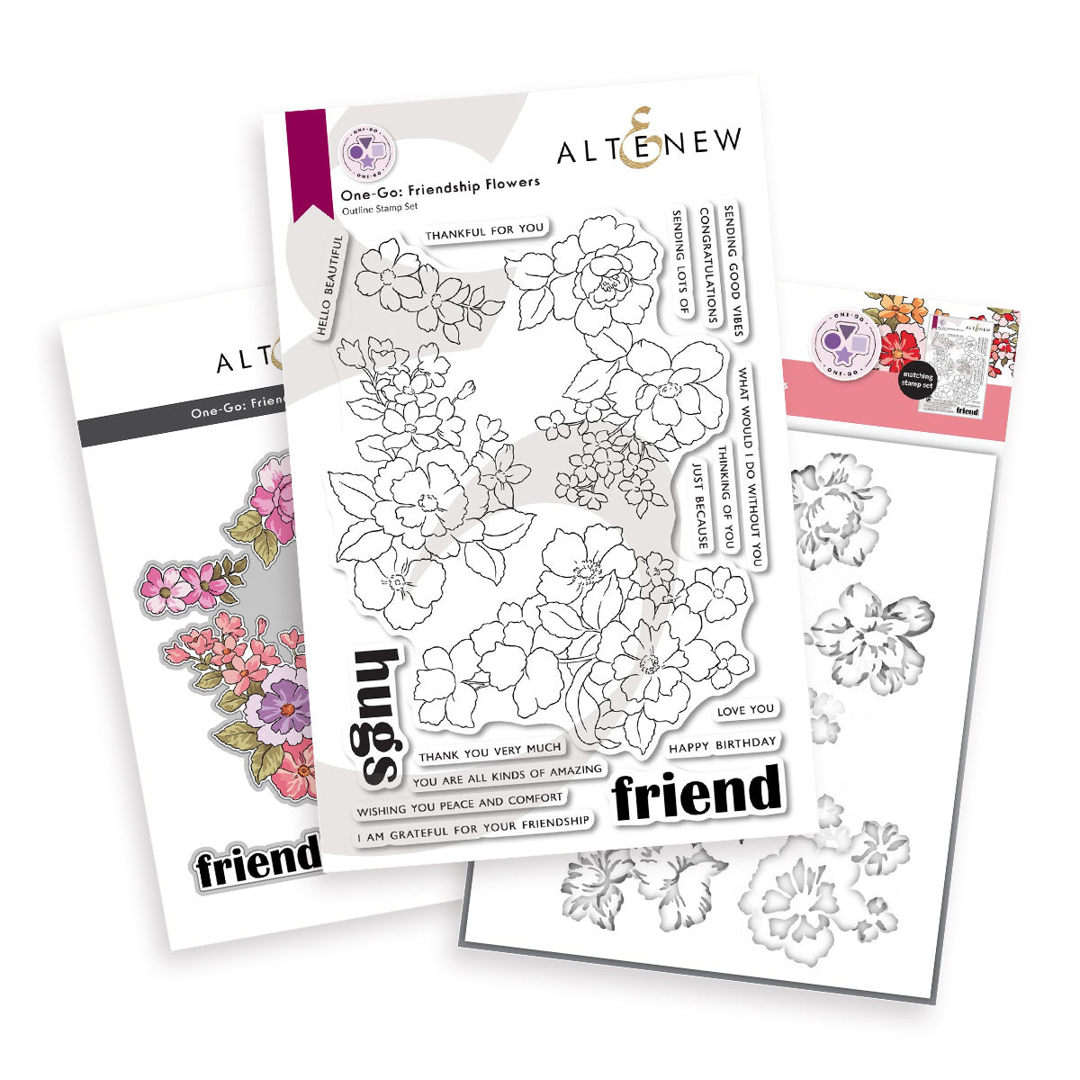 Altenew One-Go Friendship Flowers Clear Stamp Die and Stencil Set