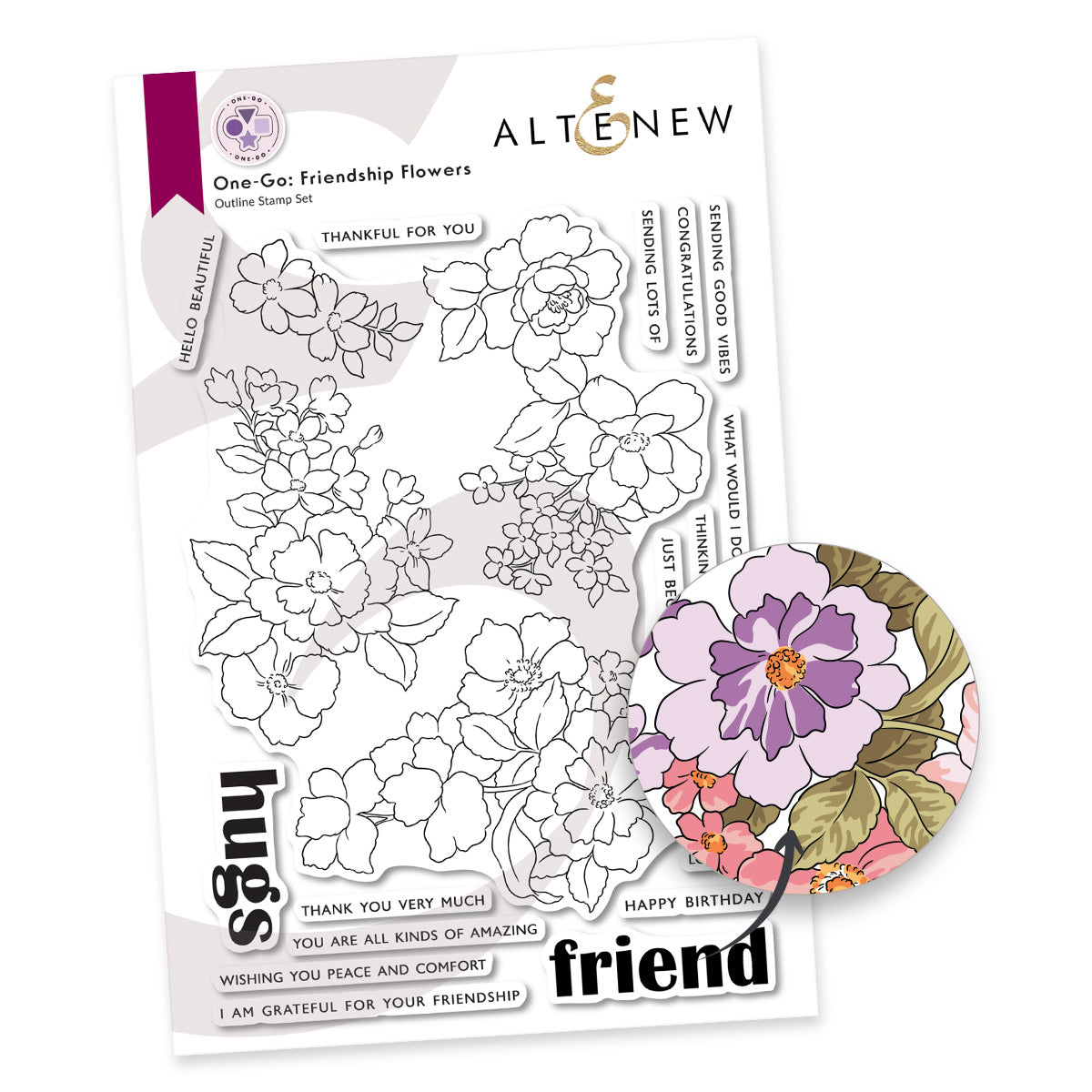 Altenew One-Go Friendship Flowers Clear Stamps alt10723-1