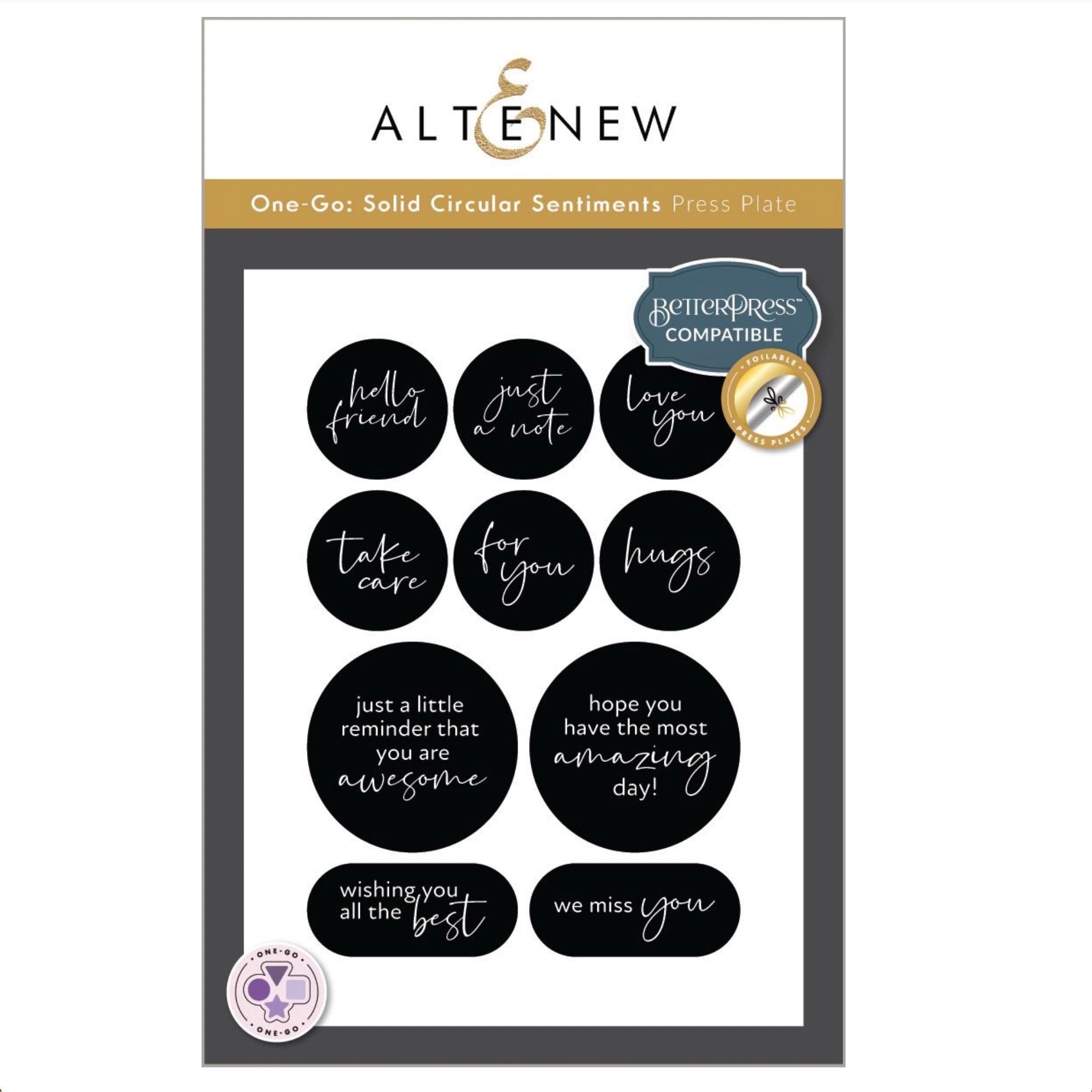 Altenew One-Go Solid Circular Sentiments Press Plate alt11383