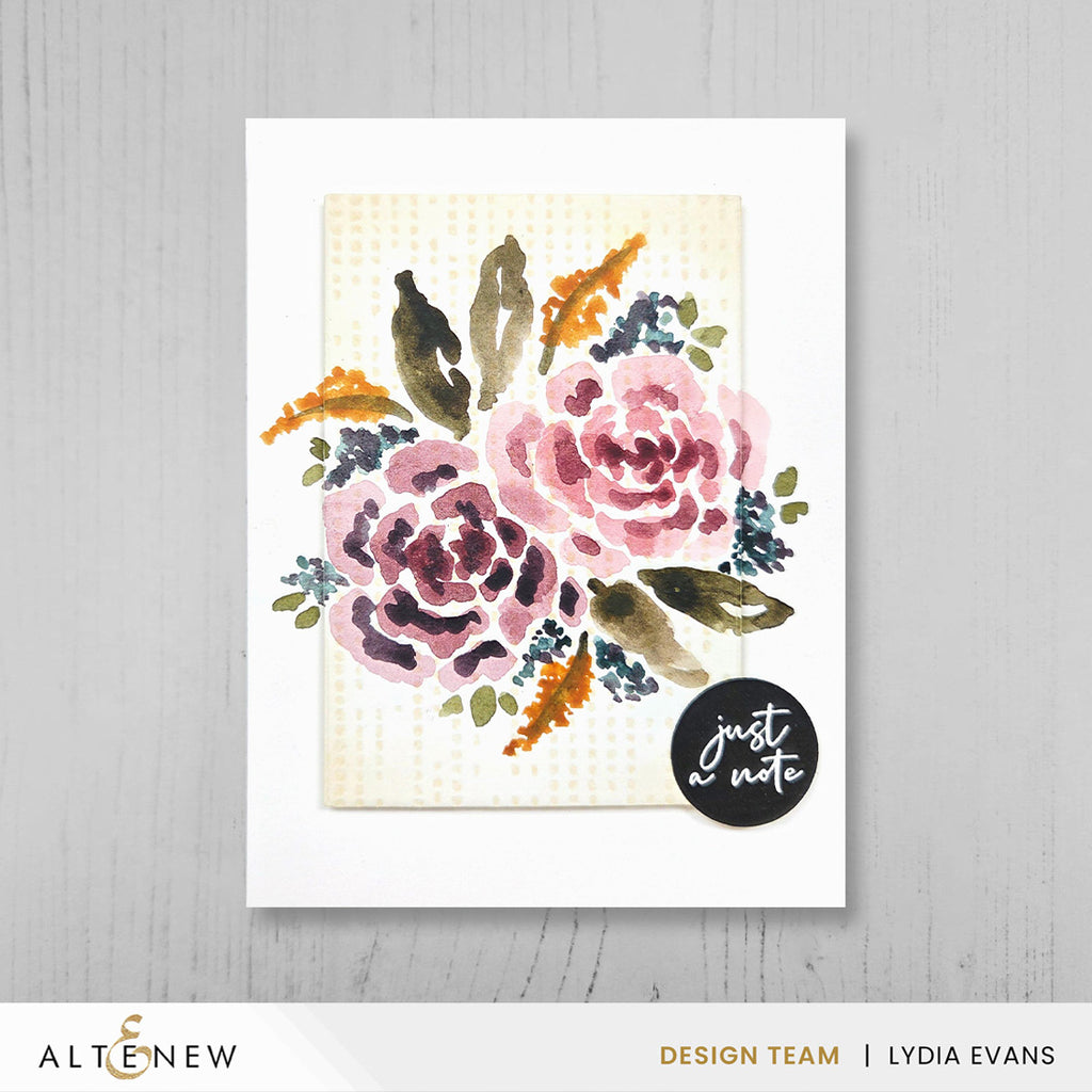 Altenew One-Go Solid Circular Sentiments Press Plate alt11383 just a note card