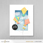 Altenew One-Go Solid Circular Sentiments Press Plate and Die Set hello friend kites card