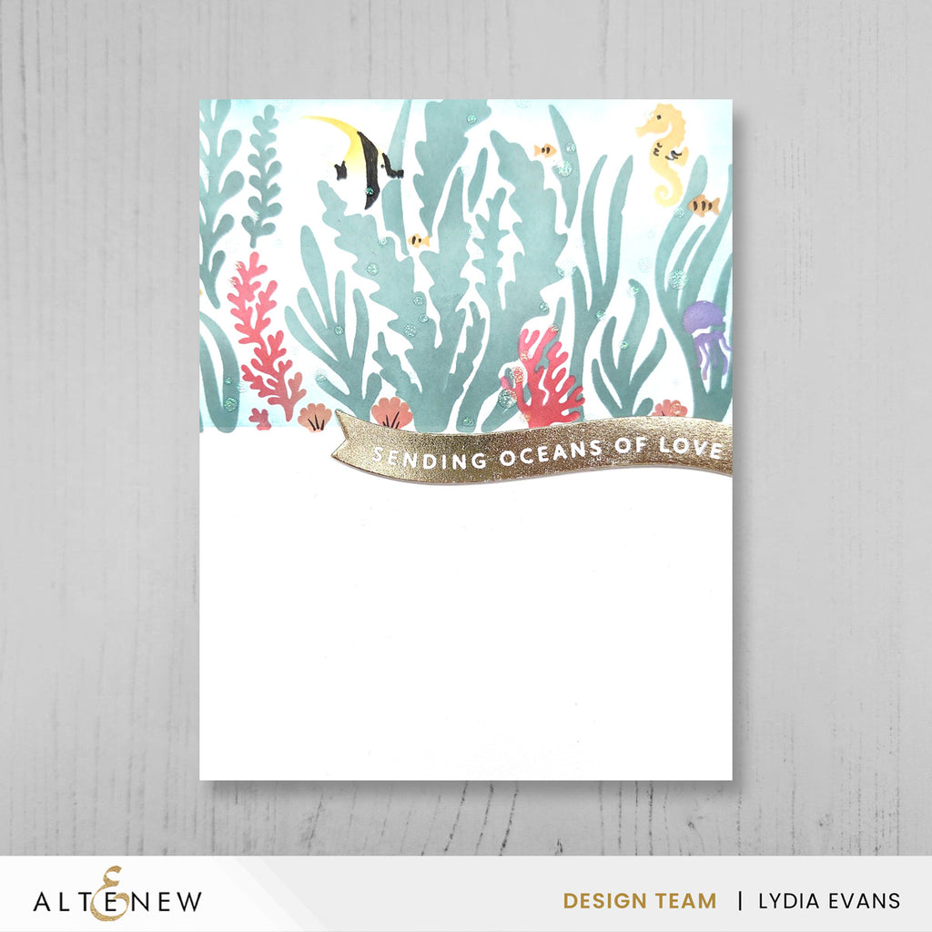 Altenew One-Go Solid Sentiment Banners Clear Stamp Die and Press Plate Set sending love