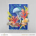 Altenew One-Go Solid Sentiment Banners Dies alt11438 jelly fish