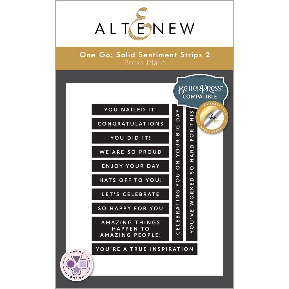 Altenew One-Go Solid Sentiment Strips 2 Press Plate alt10797