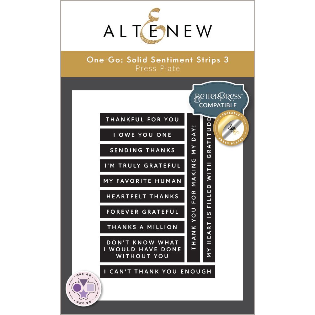 Altenew One-Go Solid Sentiment Strips 3 Press Plates alt10986