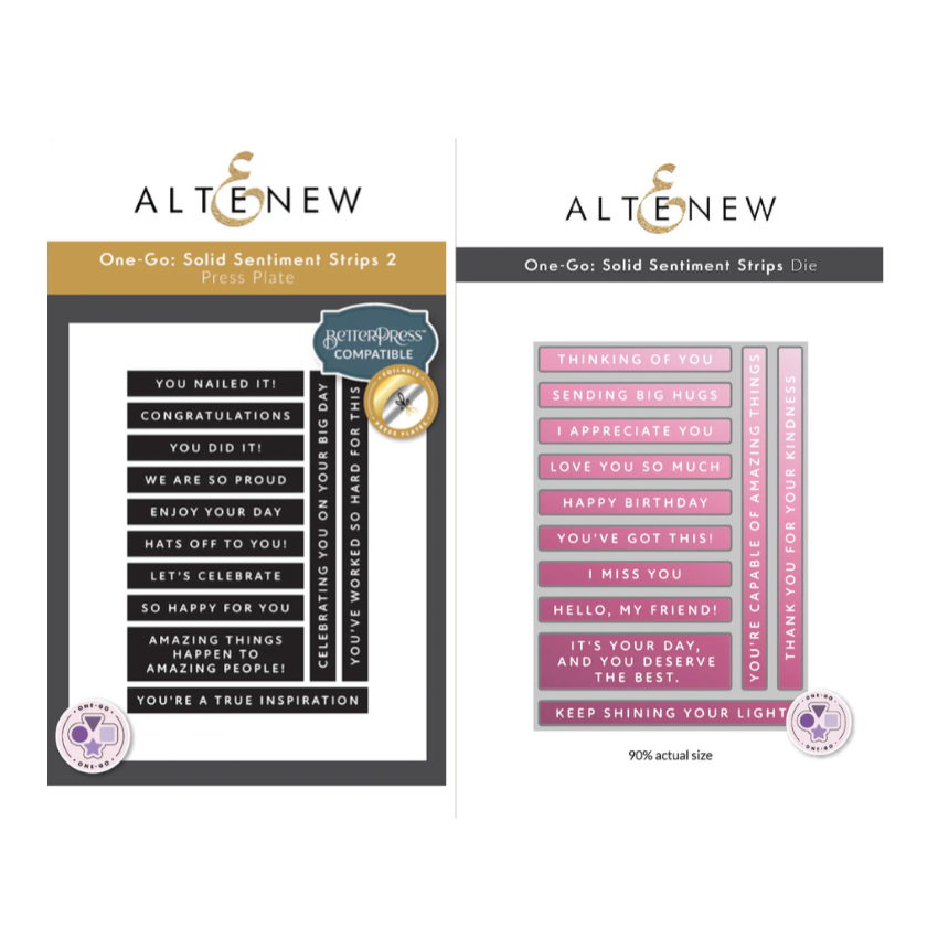 Altenew One-Go Solid Sentiment Strips Press Plate 2 and Die Set