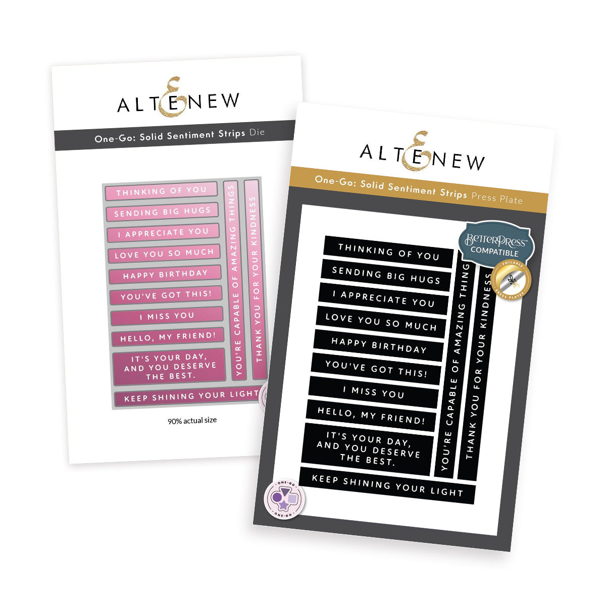 Altenew One-Go Solid Sentiment Strips Press Plate and Die Set