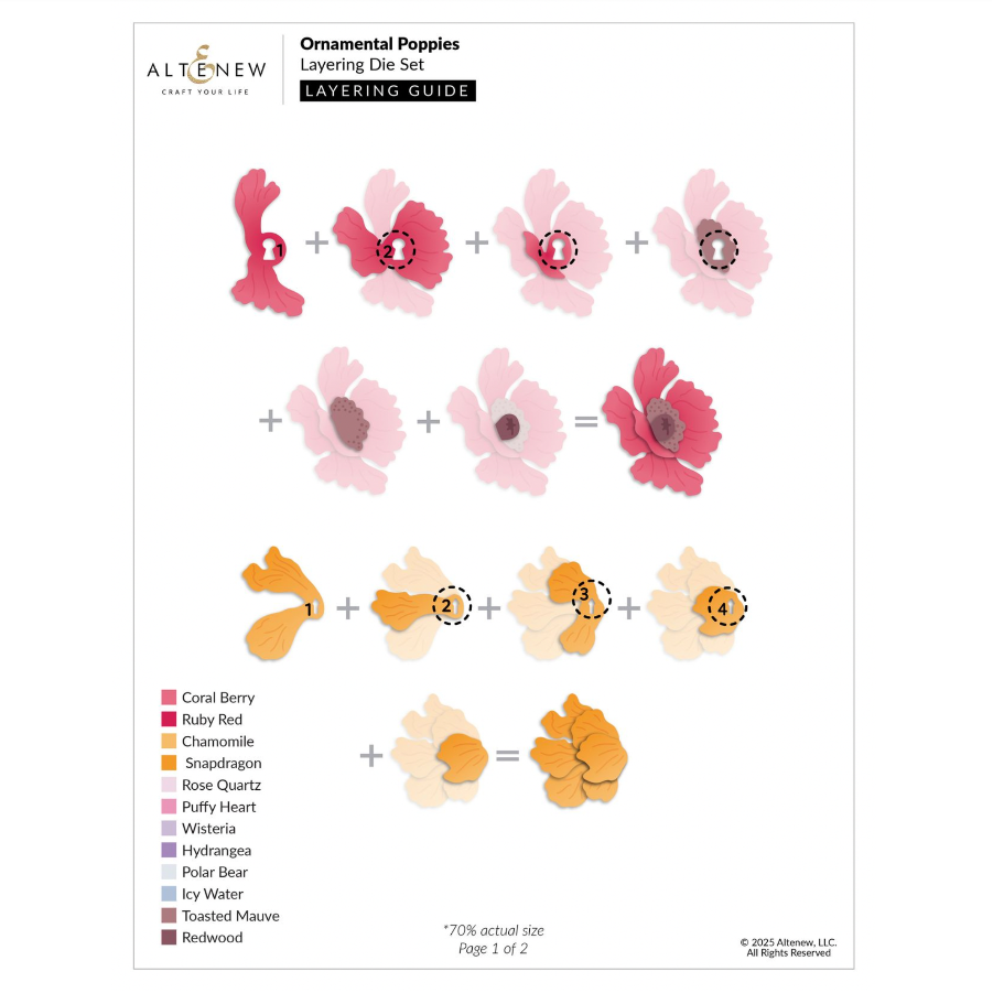 Altenew Ornamental Poppies Layering Dies alt10727 layering guide 1