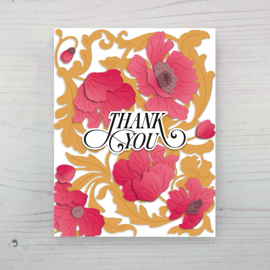 Altenew Ornamental Poppies Layering Dies alt10727 thank you
