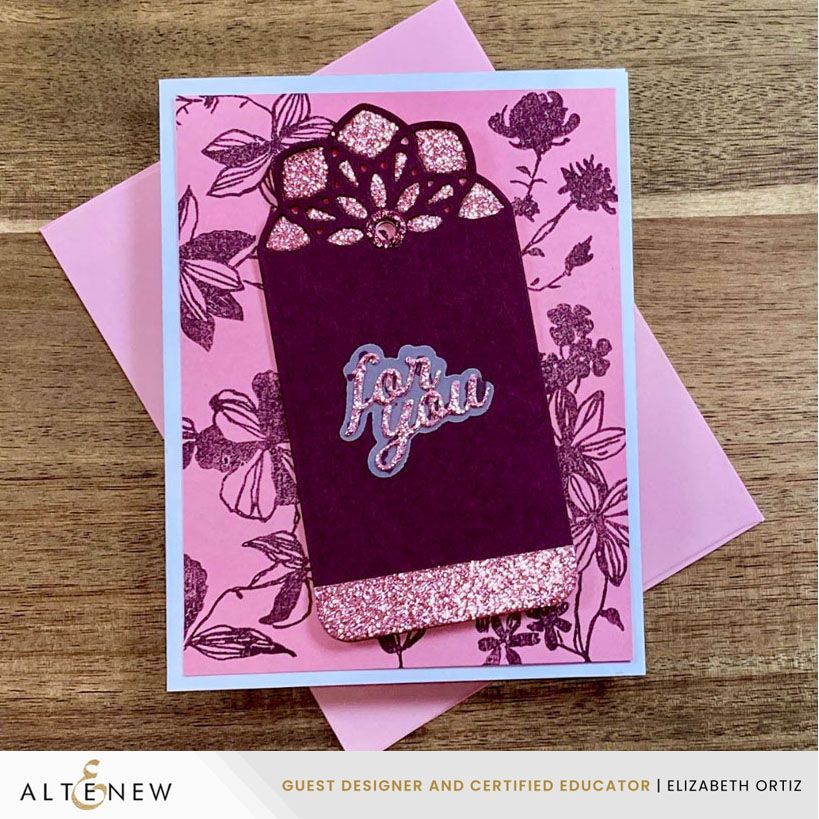 Altenew Ornate Tags Dies alt11248 magenta glitter