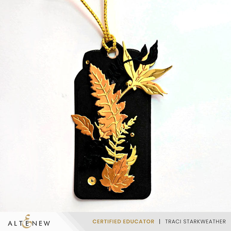 Altenew Ornate Tags Dies alt11248 metallic leaves
