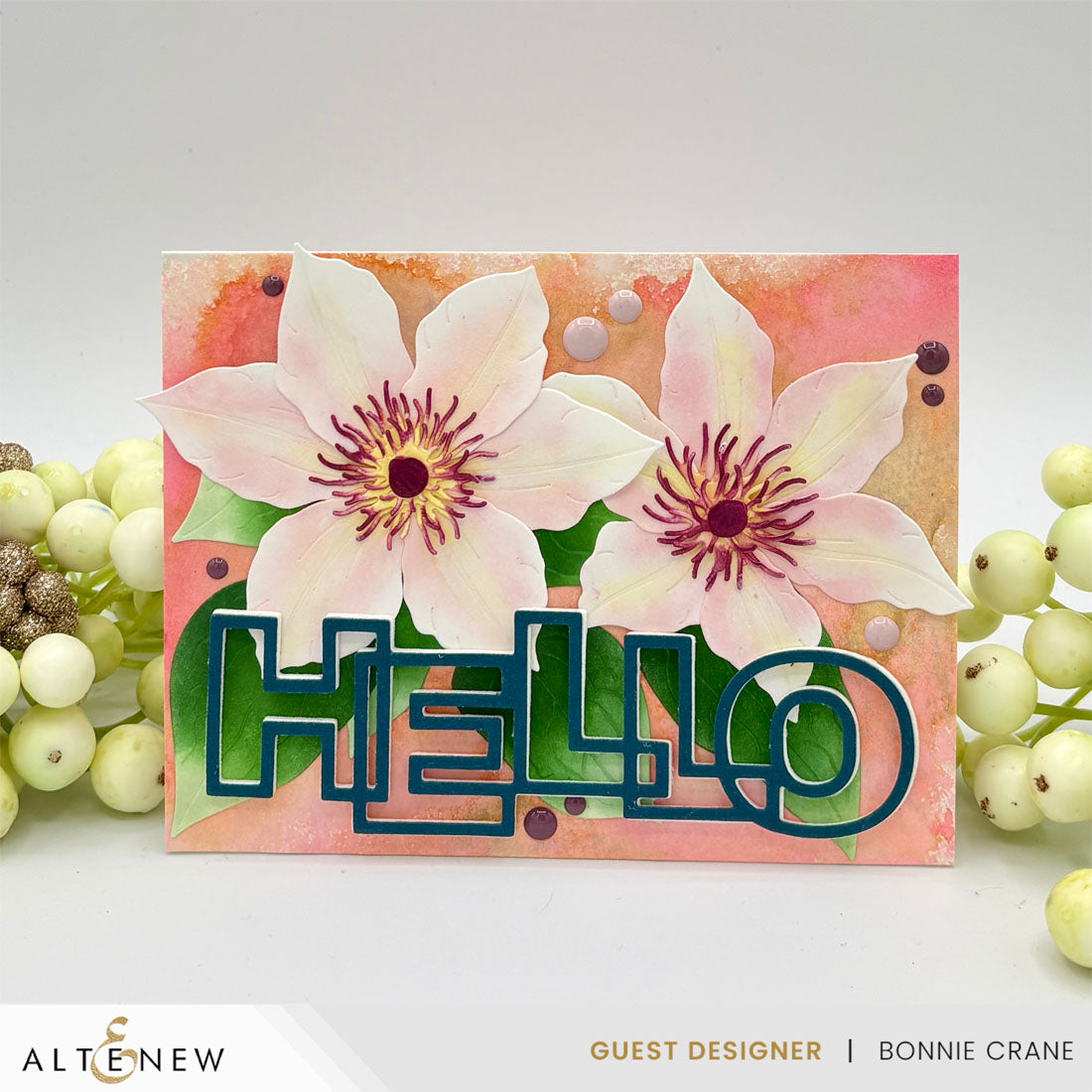 Altenew Outlined Hello Die alt11265 tropical flowers