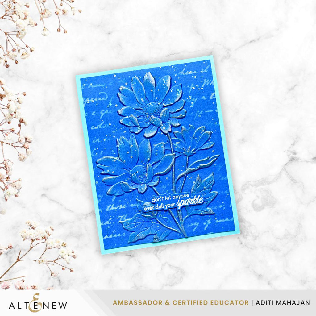 Altenew Paper Echoes Stencil alt11219 blue flowers