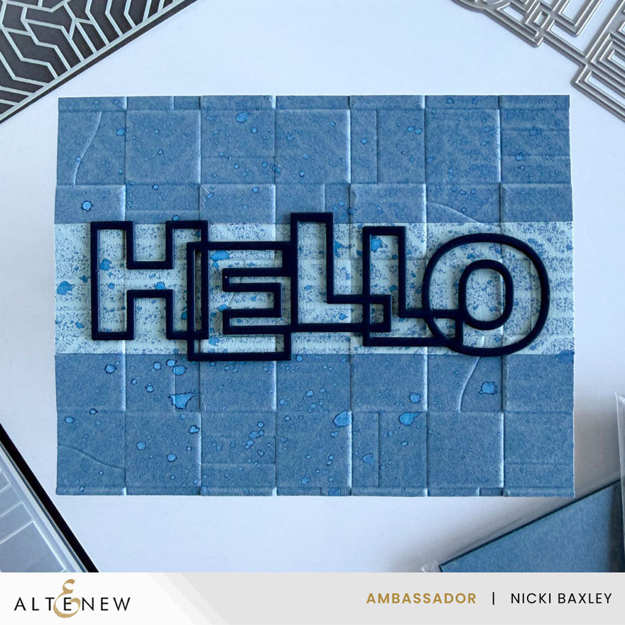 Altenew Paper Rhythm 3D Embossing Folder alt11232 blue hello