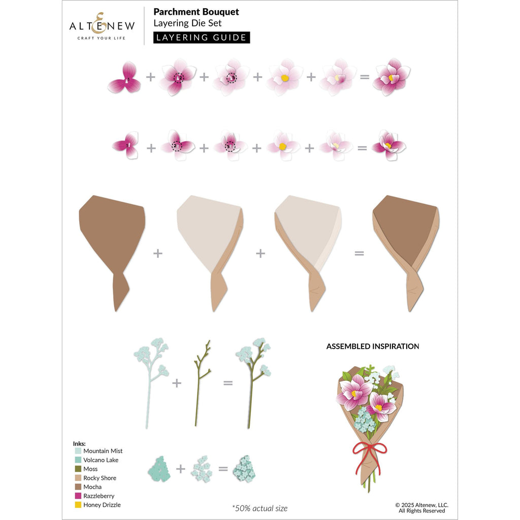 Altenew Parchment Bouquet Layering Dies alt10798 layering guide