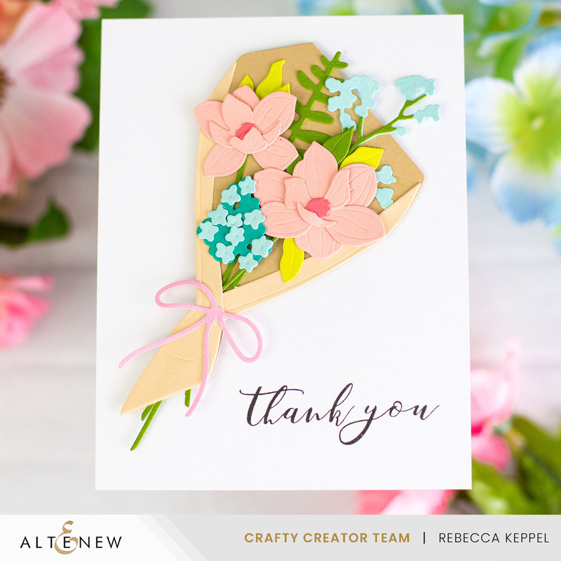 Altenew Parchment Bouquet Layering Dies alt10798 thank you