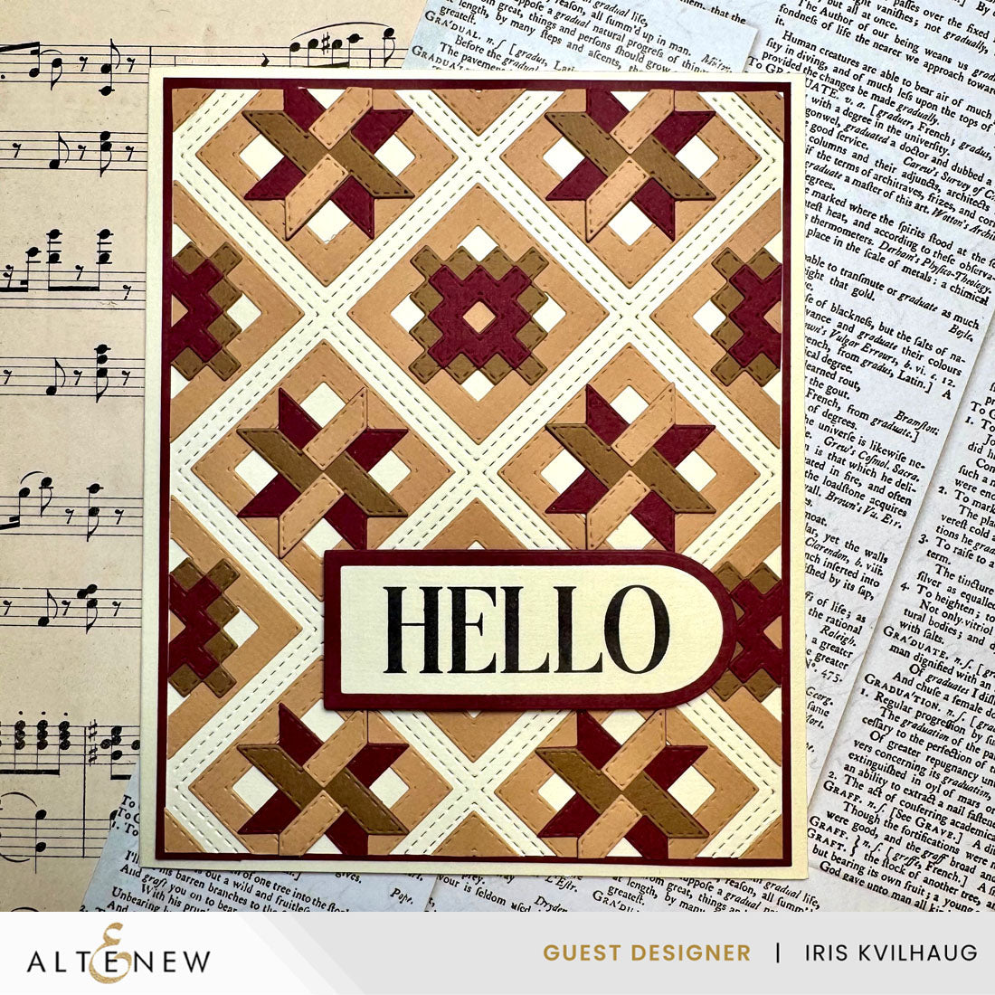 Altenew Patchwork Pathways Dies alt11009 brown hello