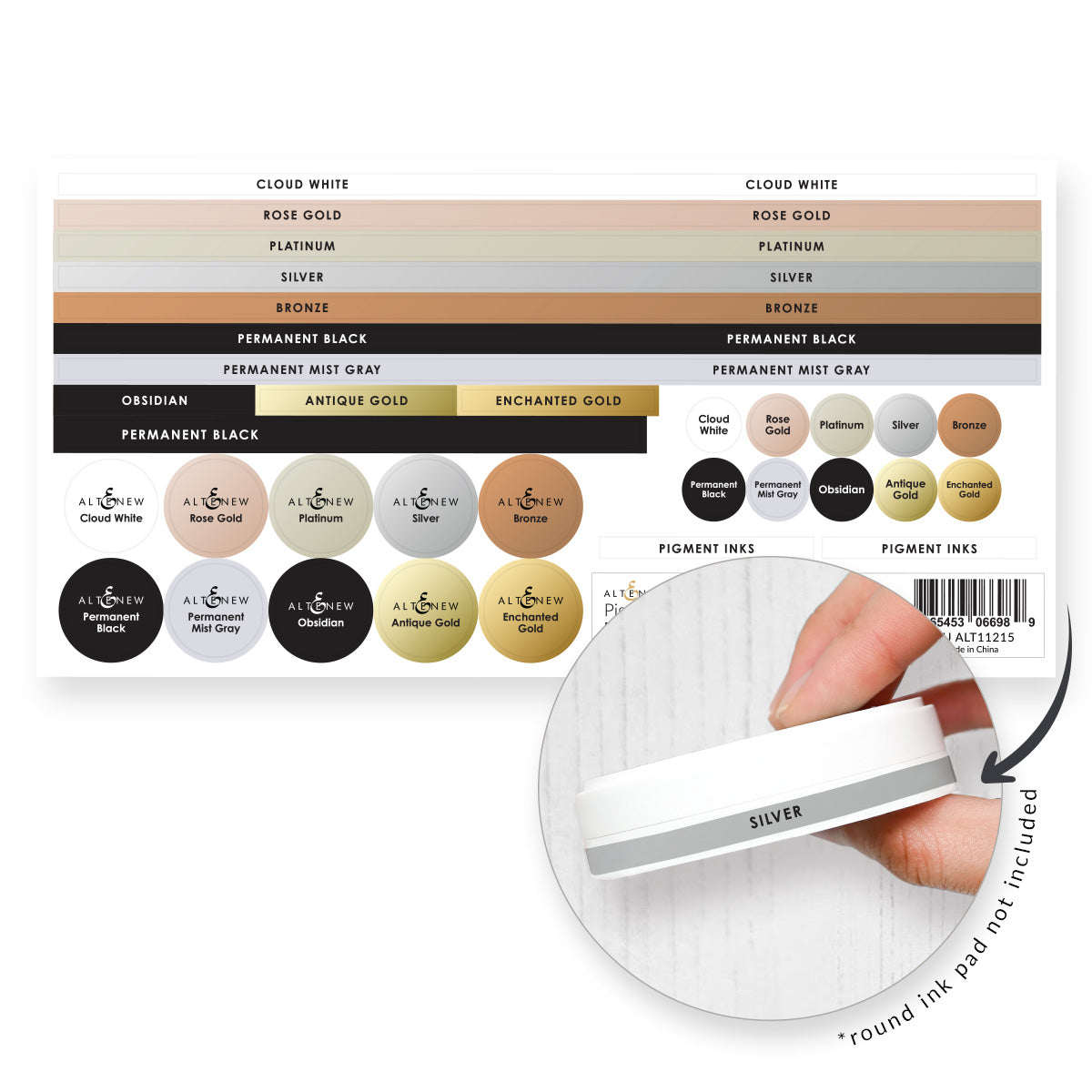 Altenew Pigment Inks Ink Pads and Blending Brushes Label Set alt11215 image 1