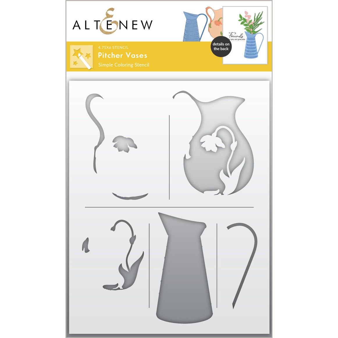 Altenew Pitcher Vases Simple Coloring Stencil alt10800