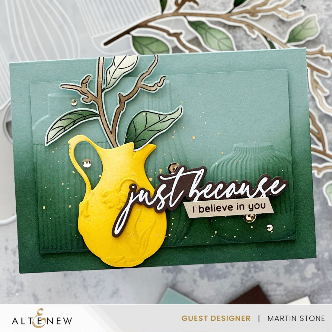Altenew Pitcher Vases Simple Coloring Stencil alt10800 green