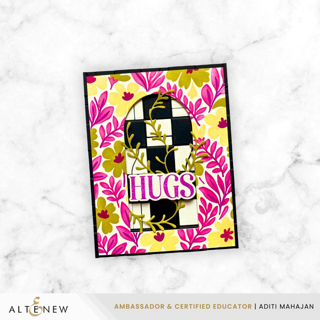Altenew Pixel Pane Dies alt11231 pink and green