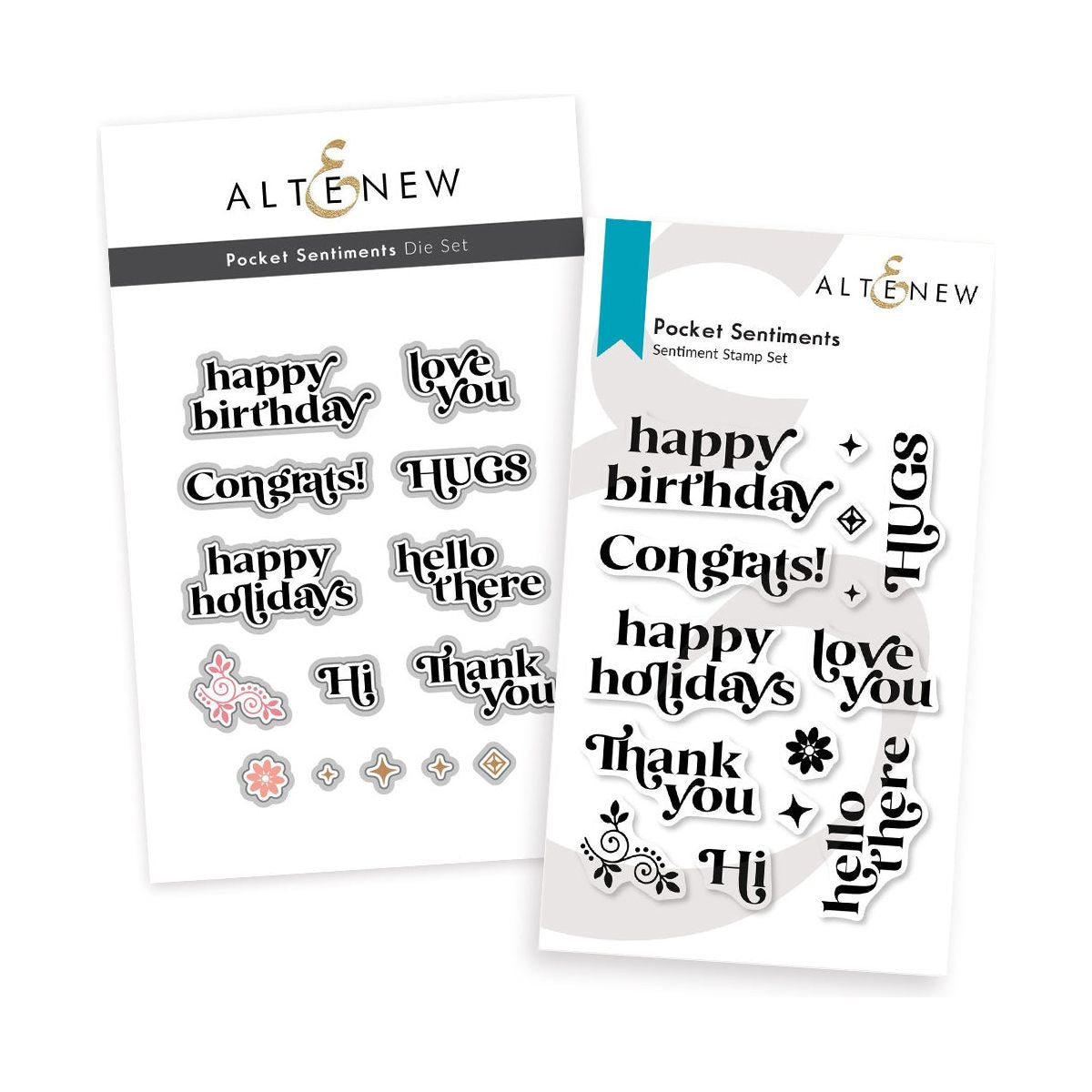 Altenew Pocket Sentiments Clear Stamp and Die Set