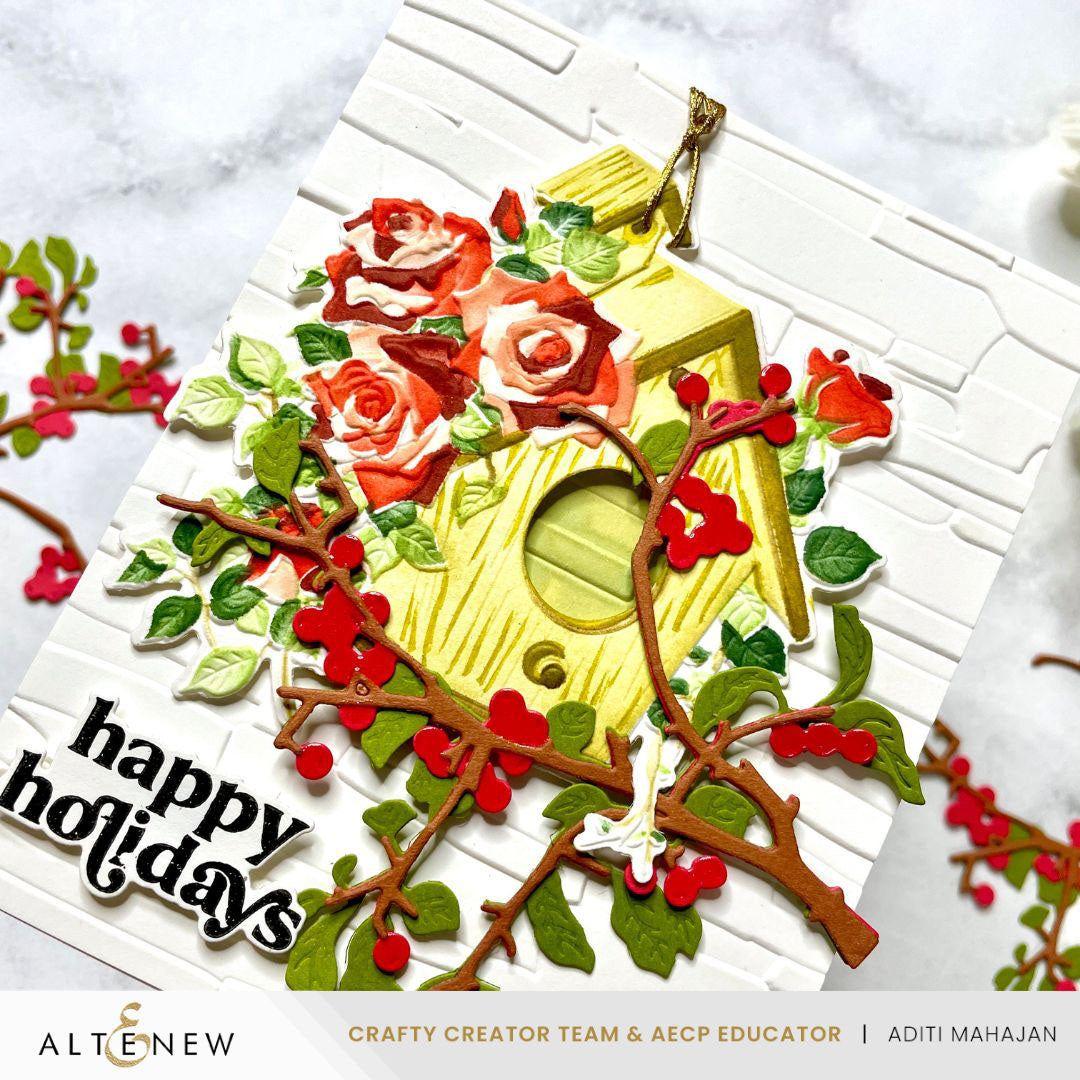 Altenew Pocket Sentiments Clear Stamp and Die Set birdhouse
