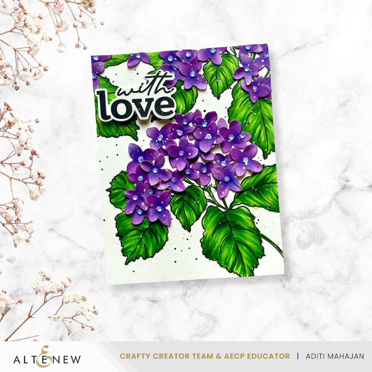 Altenew Pop-It-Up Blooming Hydrangea Stamp and Die Set alt11224bn with love