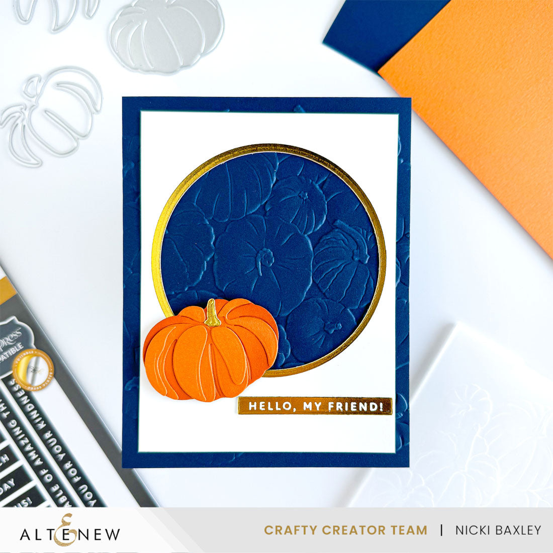 Altenew Pumpkin Patch Clear Stamp, Die, Embossing Folder, and Stencil Set hello