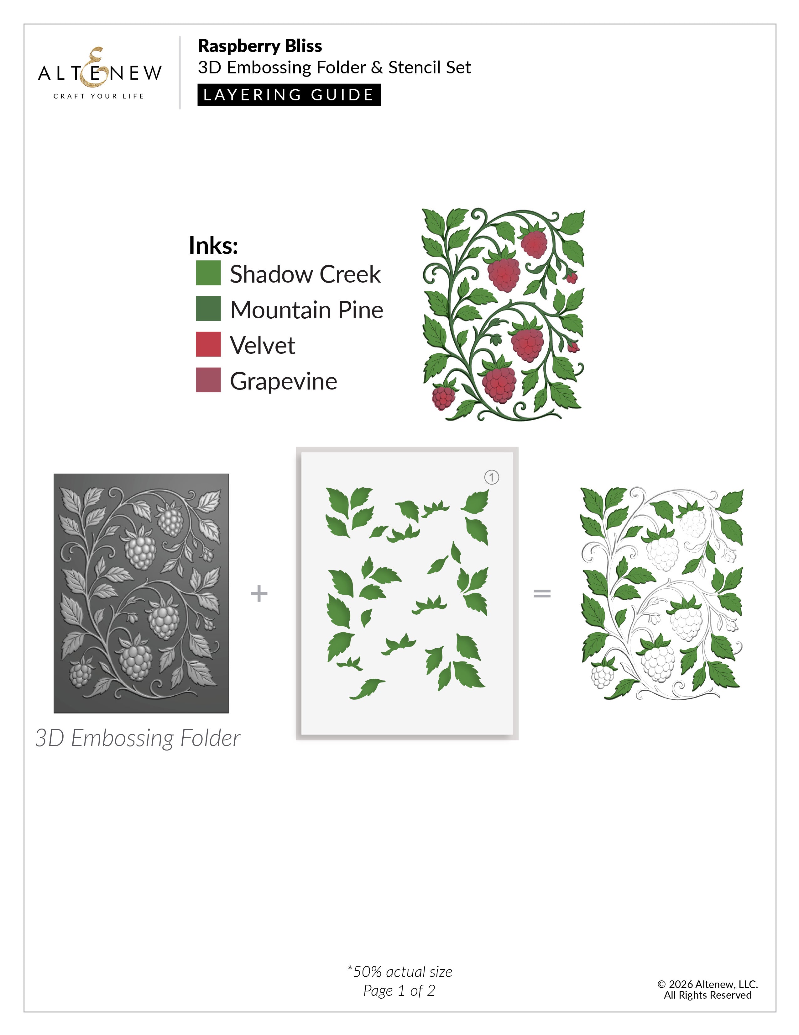 Altenew Raspberry Bliss 3D Embossing Folder alt11250 layering guide 1