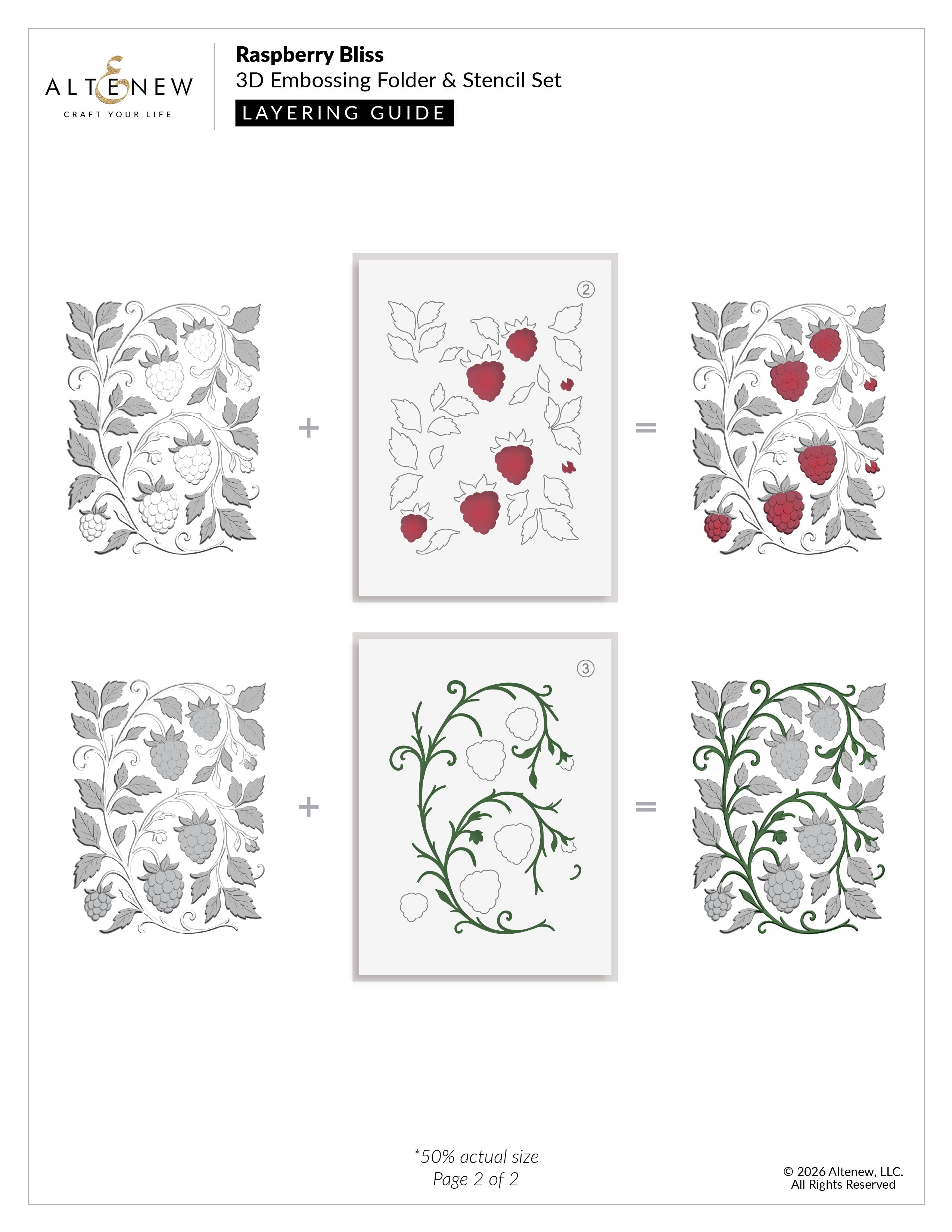 Altenew Raspberry Bliss 3D Embossing Folder alt11250 layering guide 2