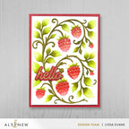 Altenew Raspberry Bliss Coloring Stencils alt11625 gold glitter hello card