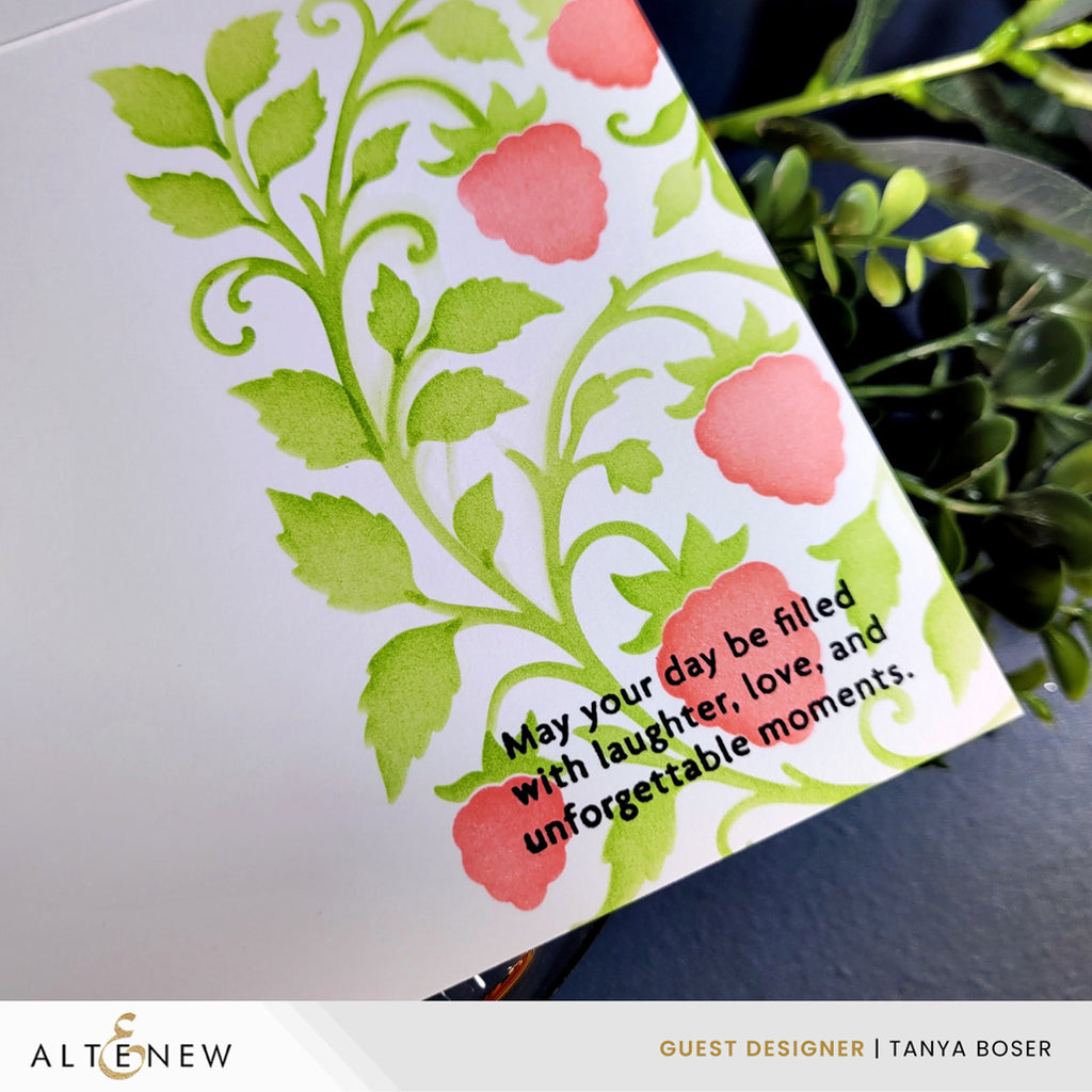 Altenew Raspberry Bliss Coloring Stencils alt11625 inside of card
