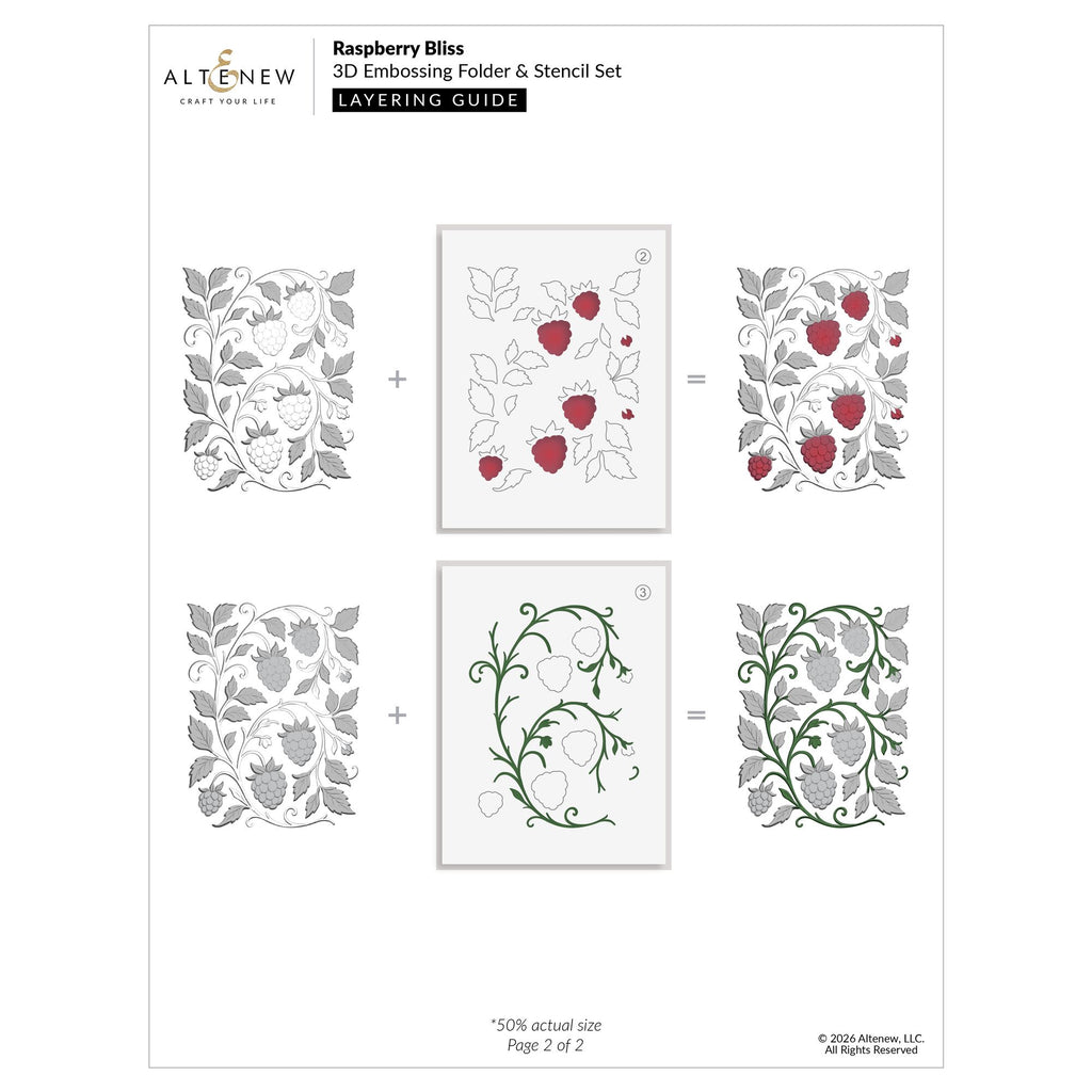 Altenew Raspberry Bliss Coloring Stencils alt11625 layering guide 2