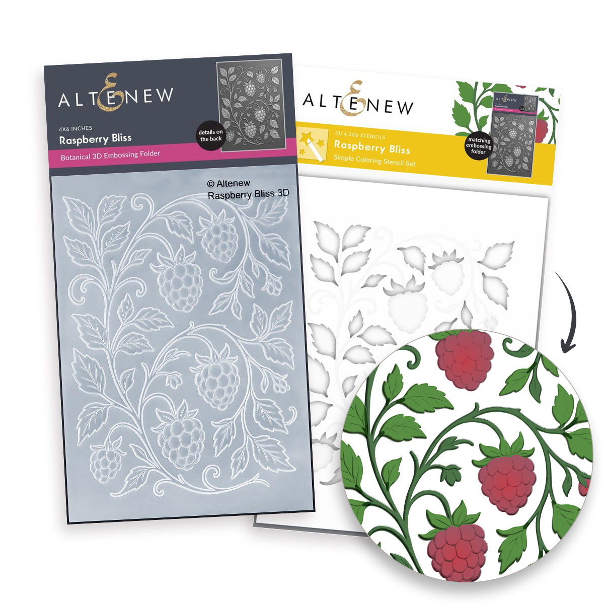Altenew Raspberry Bliss Embossing Folder and Stencil Set