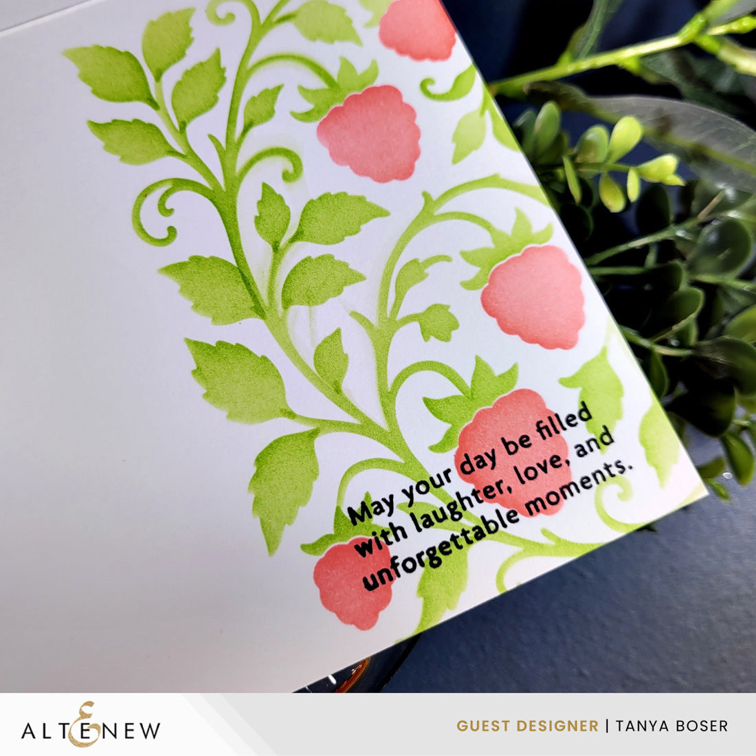 Altenew Raspberry Bliss Embossing Folder and Stencil Set inside of card
