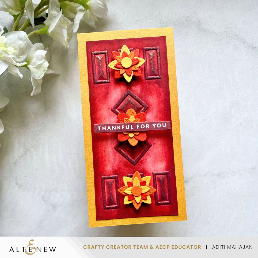 Altenew Regal Facet 3D Embossing Folder alt11053 thankful