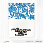 Altenew Regal Flourishes Block Clear Stamp and Die Set blue and white