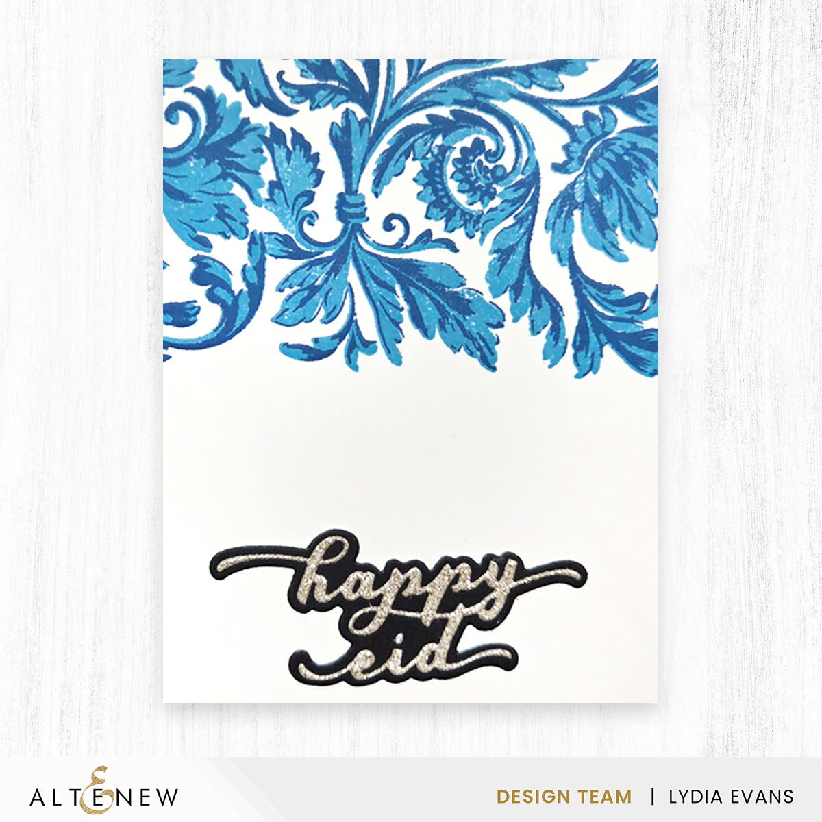 Altenew Regal Flourishes Block Clear Stamp and Die Set blue and white