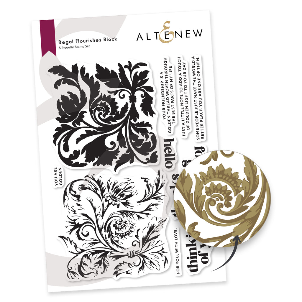 Altenew Regal Flourishes Block Clear Stamp and Die Set image 1