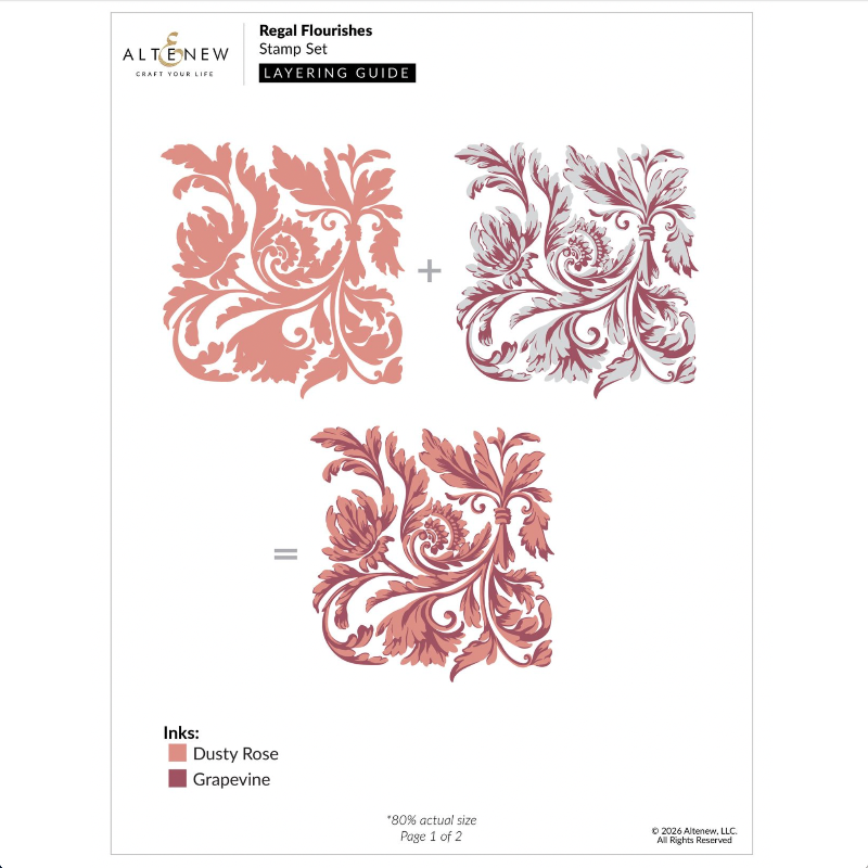 Altenew Regal Flourishes Block Clear Stamp and Die Set layering guide